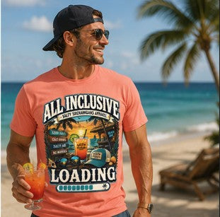 All Inclusive Loading Beach Vacation T-Shirt Printify