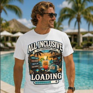 All Inclusive Loading Beach Vacation T-Shirt Printify