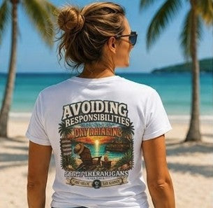 Avoiding Responsibilities Coastal Lifestyle Graphic Tee Printify