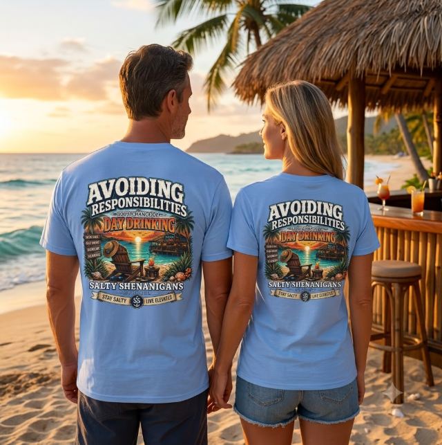 Avoiding Responsibilities Coastal Lifestyle Graphic Tee Printify