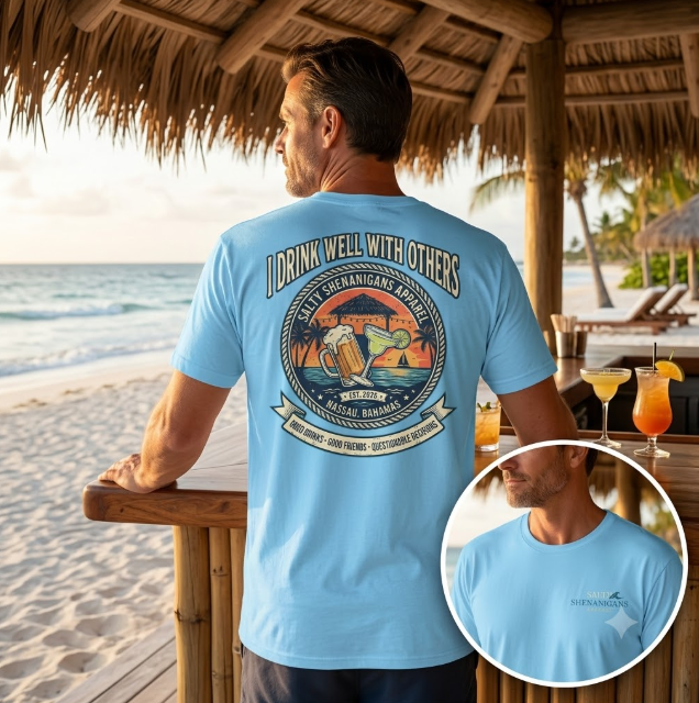 I Drink Well With Others Beach Bar T-Shirt Printify
