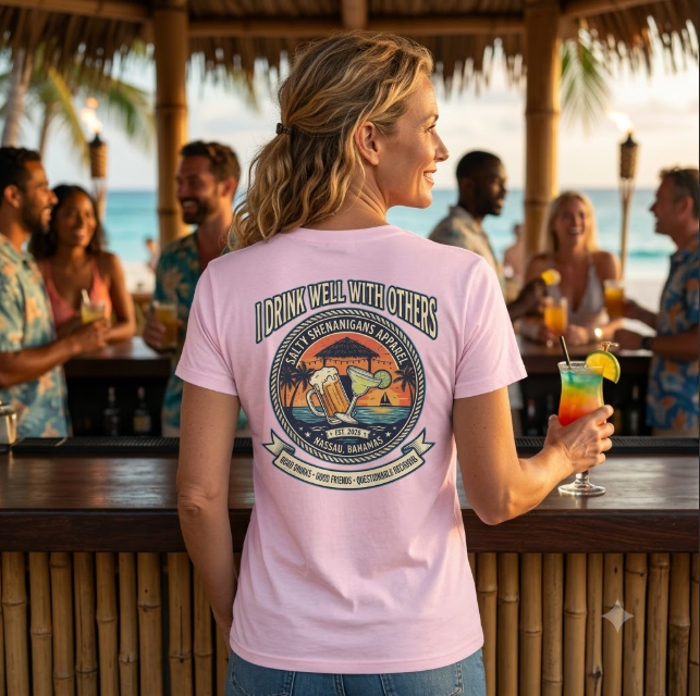 I Drink Well With Others Beach Bar T-Shirt Printify
