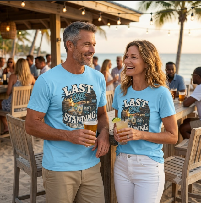 Last One Standing Beach Bar Graphic Tee Printify