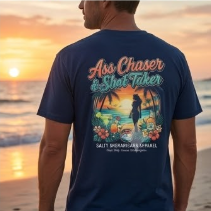Ass Chaser & Shot Taker Coastal Graphic Tee 🍹 HAPPY HOUR FAVORITE Printify