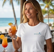 Women's Never Late to Happy Hour  Bella+Canvas Coastal Vacation Tee Printify