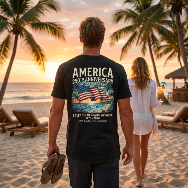 America 250th Anniversary 1776–2026 – Patriotic Coastal Tall Tee | Hanes Beefy-T Tall Printify