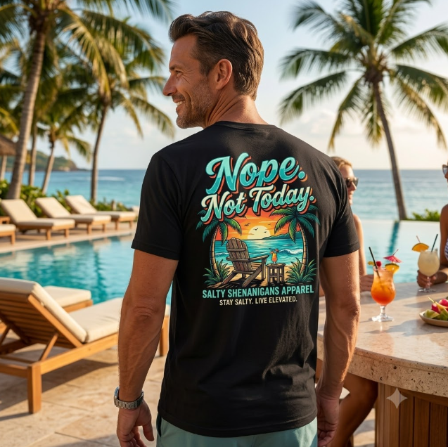 Nope Not Today Shirt | Funny Beach Vacation Tee | Hanes Beefy-T Tall Printify