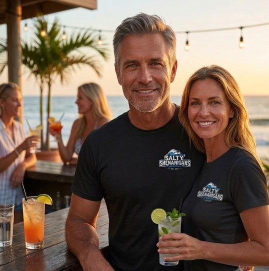 I Drink Well With Others Beach Bar T-Shirt | Tropical Happy Hour Shirt Printify